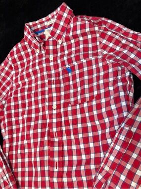 Abercrombie & Fitch Red and White Plaid Button-Down Shirt